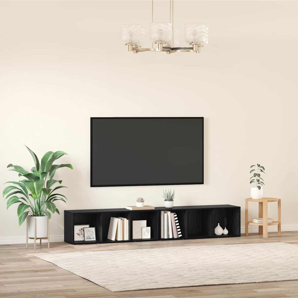 vidaXL Zestaw szafek RTV 2 pcs Czarny Dąb 37 x 35 x 107cm