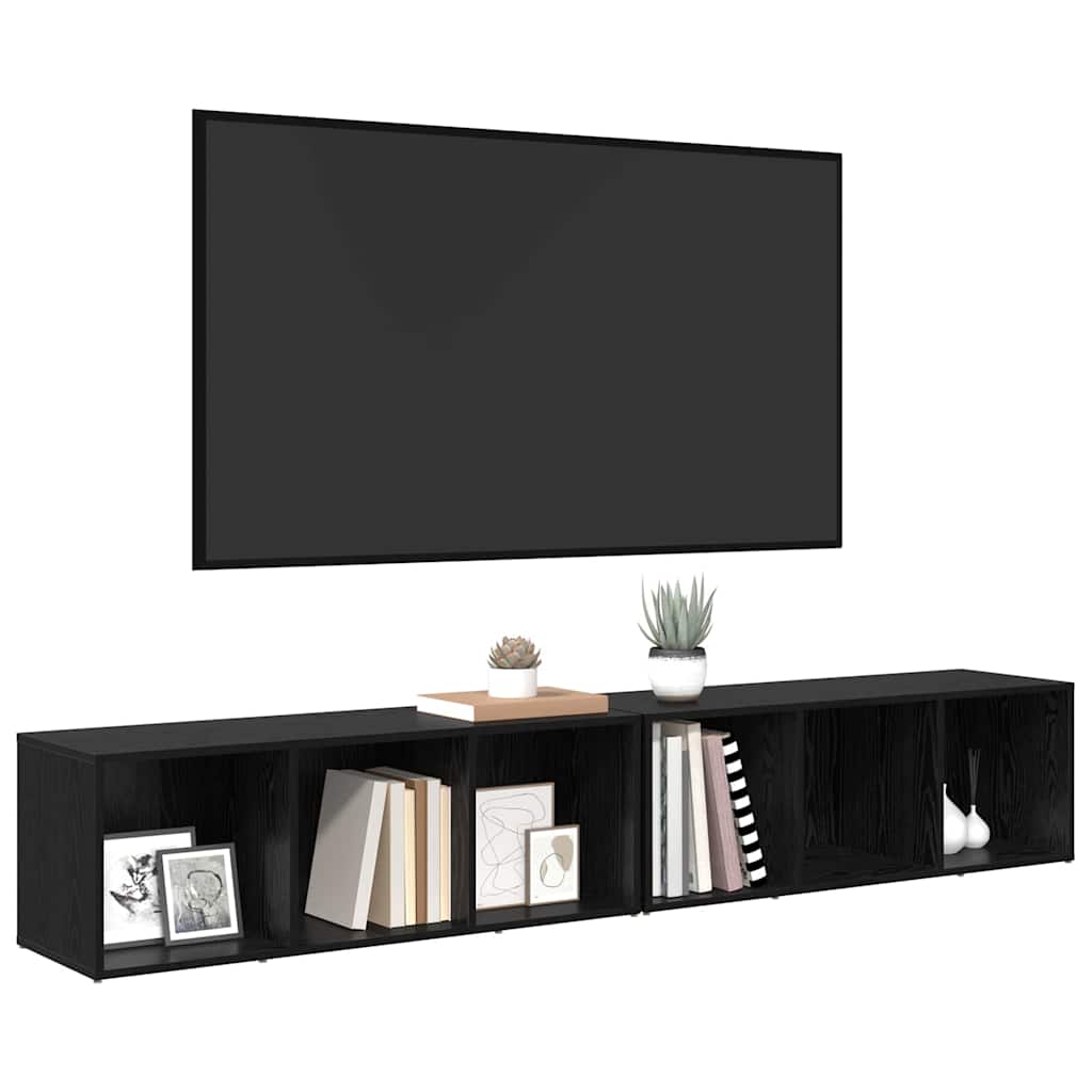 vidaXL Zestaw szafek RTV 2 pcs Czarny Dąb 37 x 35 x 107cm
