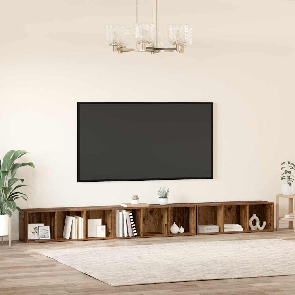 vidaXL Zestaw szafek RTV 3 pcs Stare drewno 37 x 35 x 107 cm