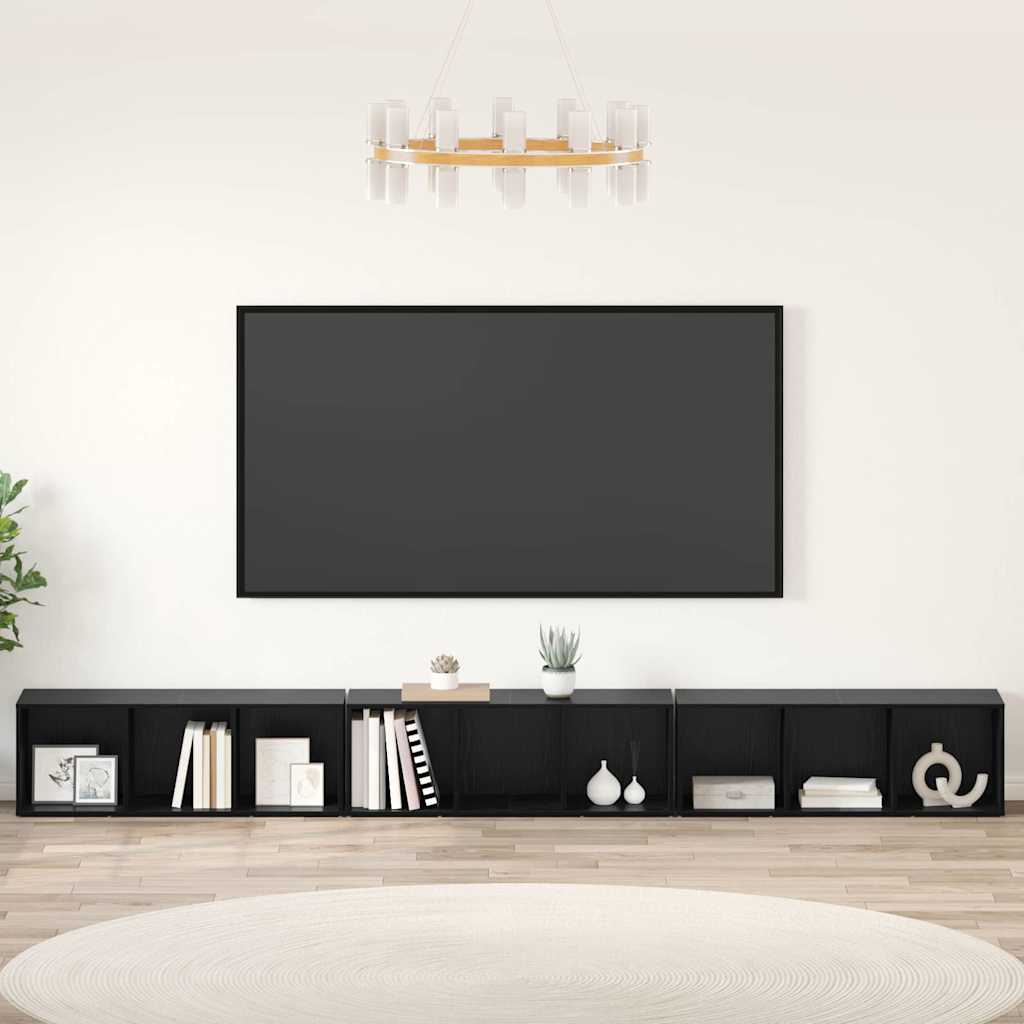 vidaXL Zestaw szafek RTV 3 pcs Czarny Dąb 37 x 35 x 107 cm