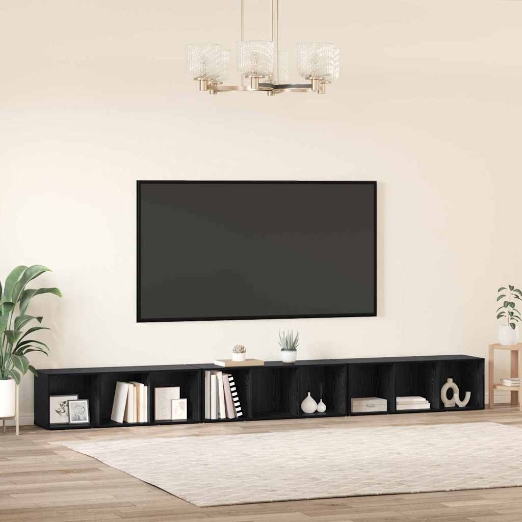 vidaXL Zestaw szafek RTV 3 pcs Czarny Dąb 37 x 35 x 107 cm