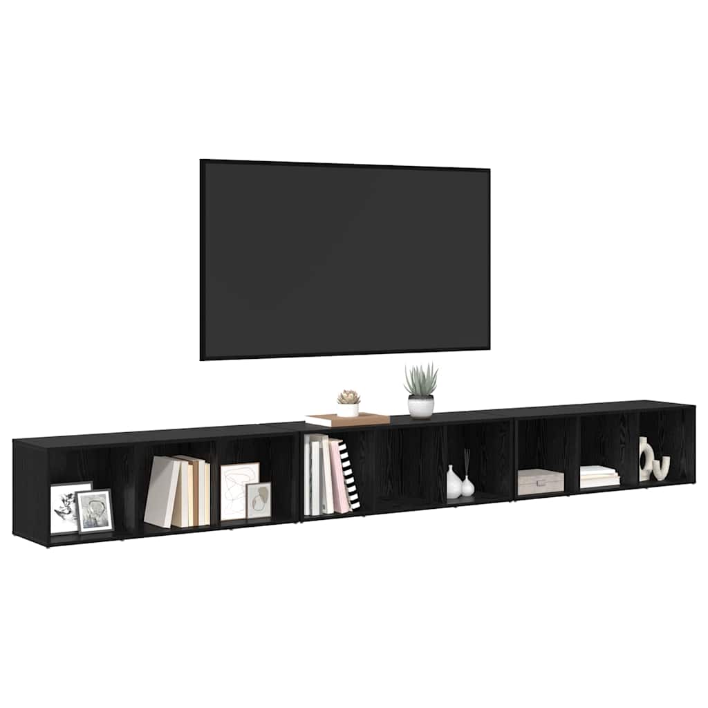 vidaXL Zestaw szafek RTV 3 pcs Czarny Dąb 37 x 35 x 107 cm