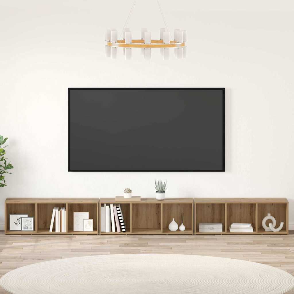 vidaXL Zestaw szafek RTV 3 pcs Dąb rzemieślniczy 37 x 35 x 107 cm