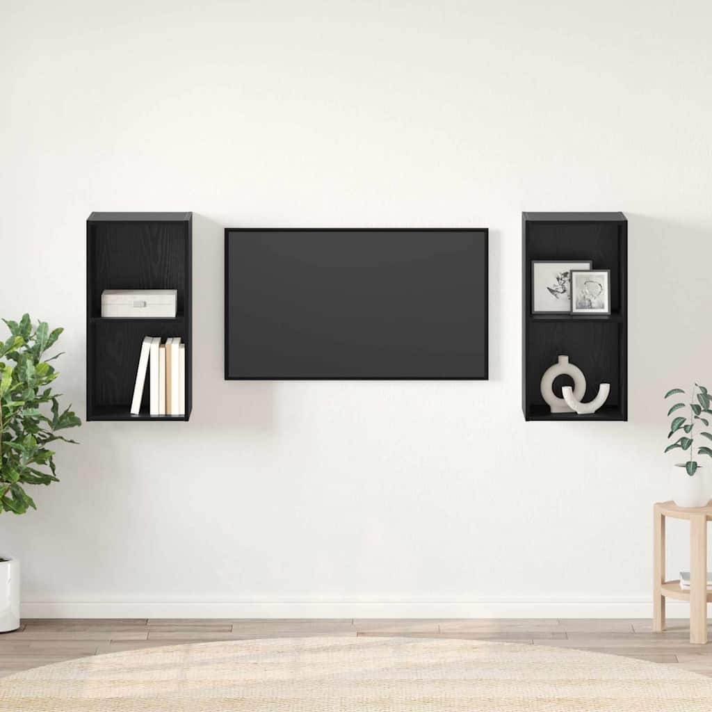 vidaXL Zestaw szafek RTV 2 pcs Czarny Dąb 37 x 37 x 72 cm
