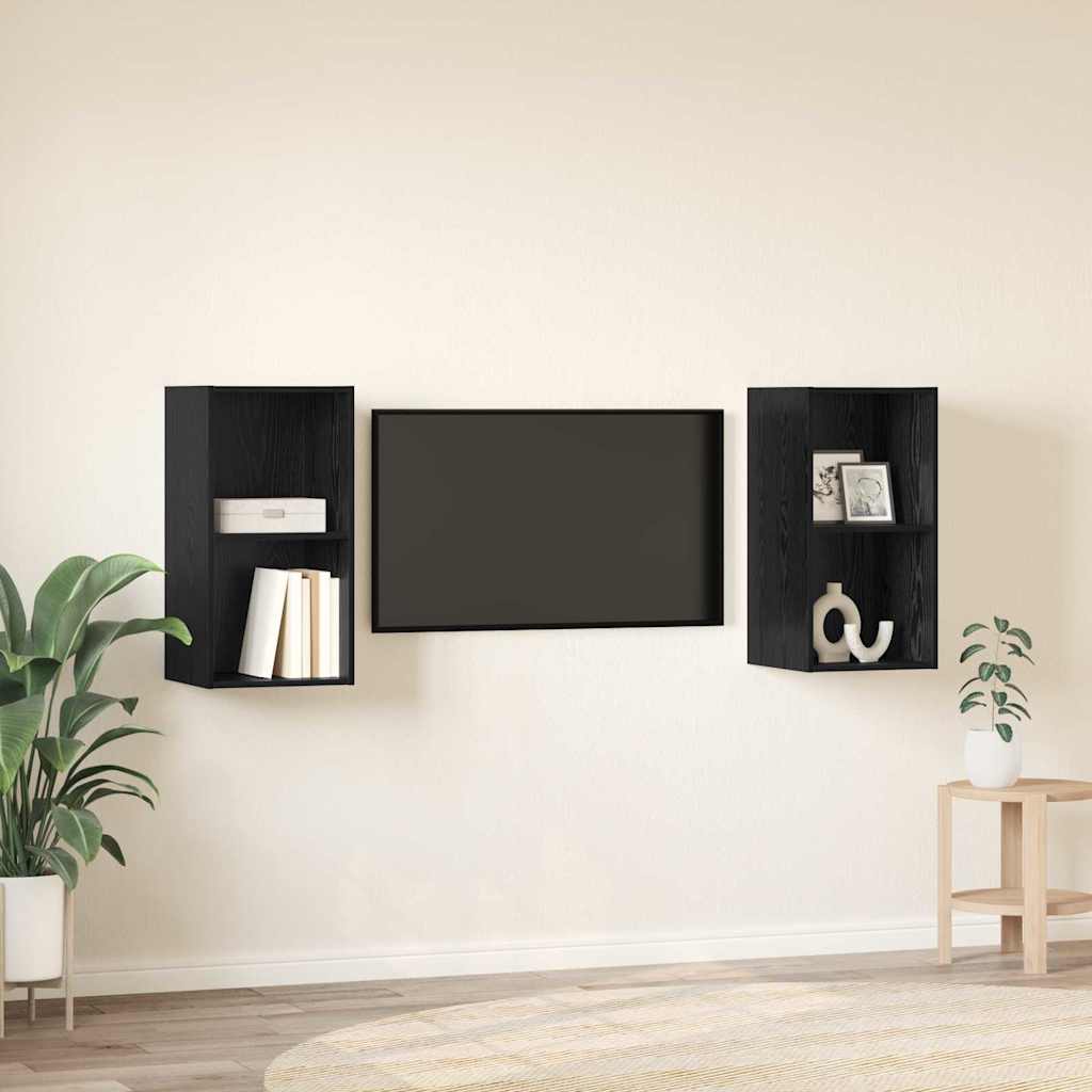 vidaXL Zestaw szafek RTV 2 pcs Czarny Dąb 37 x 37 x 72 cm