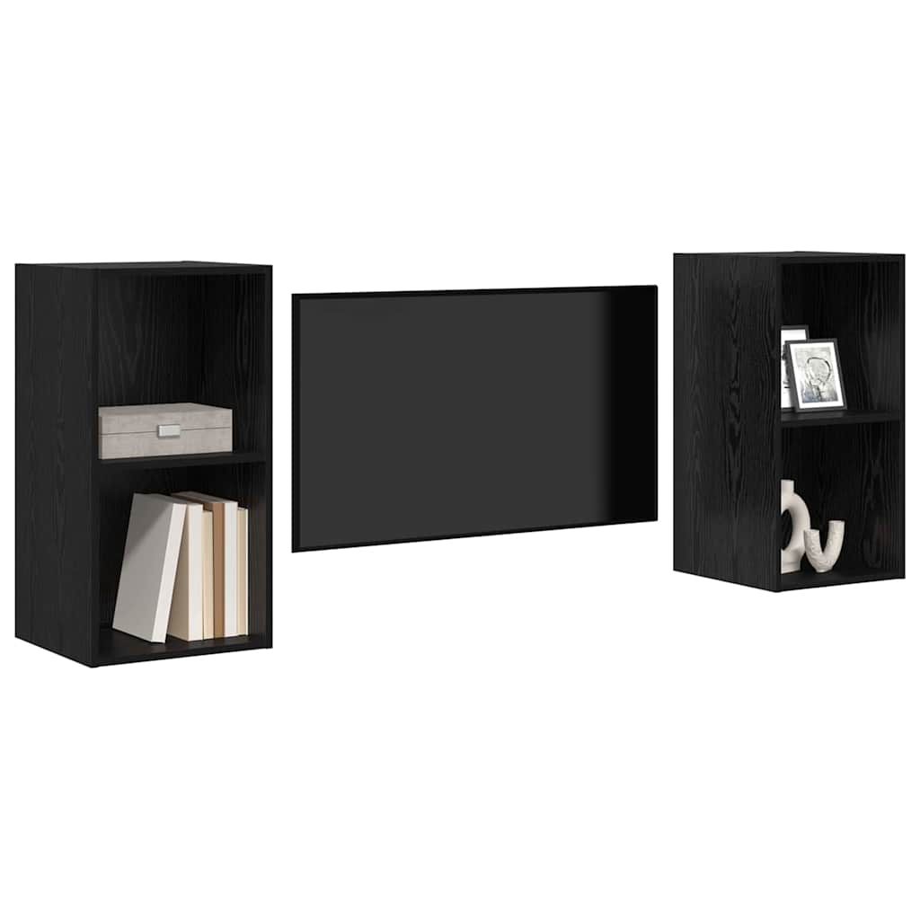 vidaXL Zestaw szafek RTV 2 pcs Czarny Dąb 37 x 37 x 72 cm