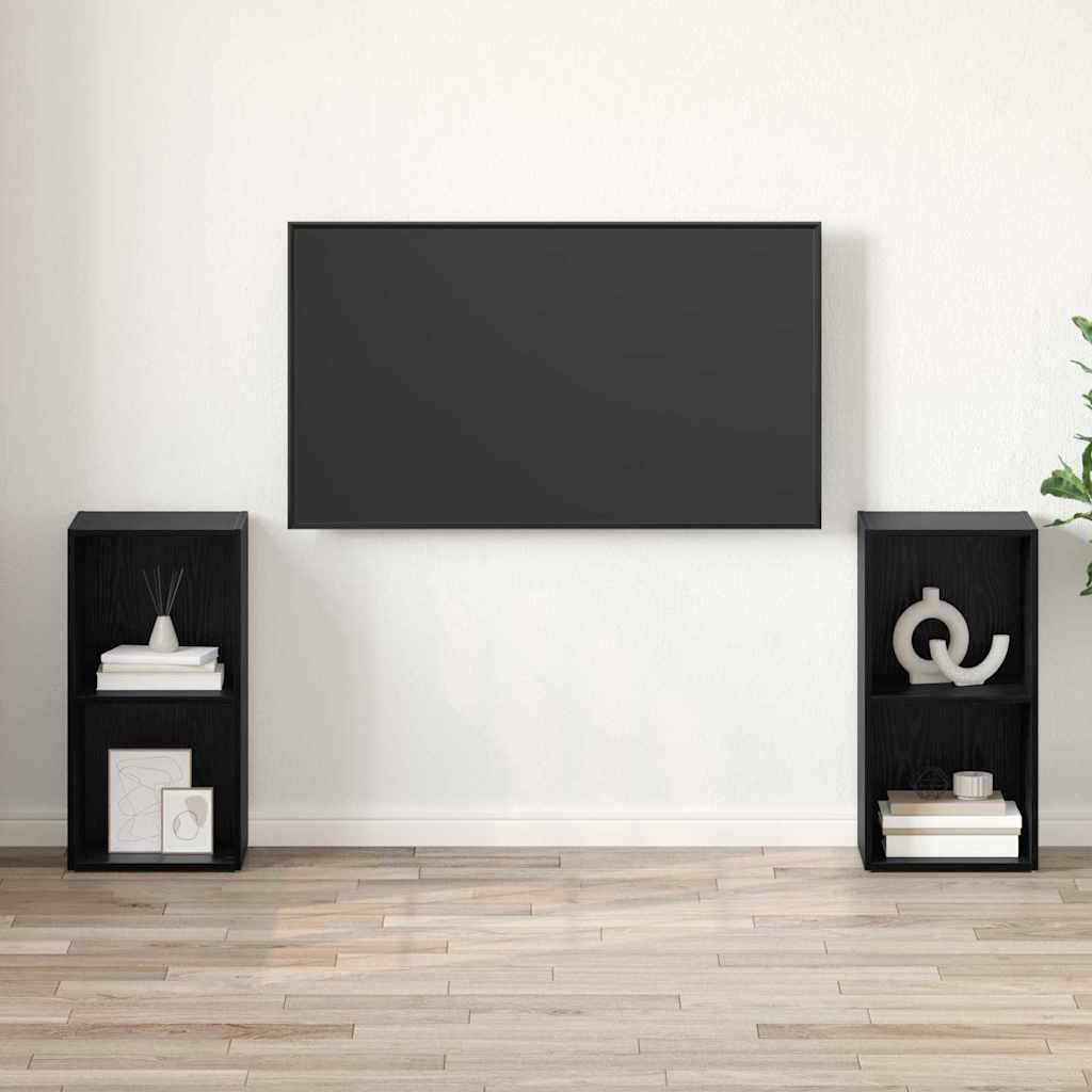 vidaXL Zestaw szafek RTV 2 pcs Czarny Dąb 72 x 35 x 36,5 cm