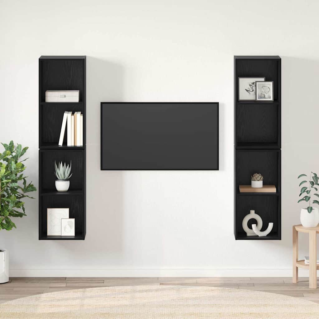 vidaXL Zestaw szafek RTV 4 pcs Czarny Dąb 37 x 37 x 72 cm