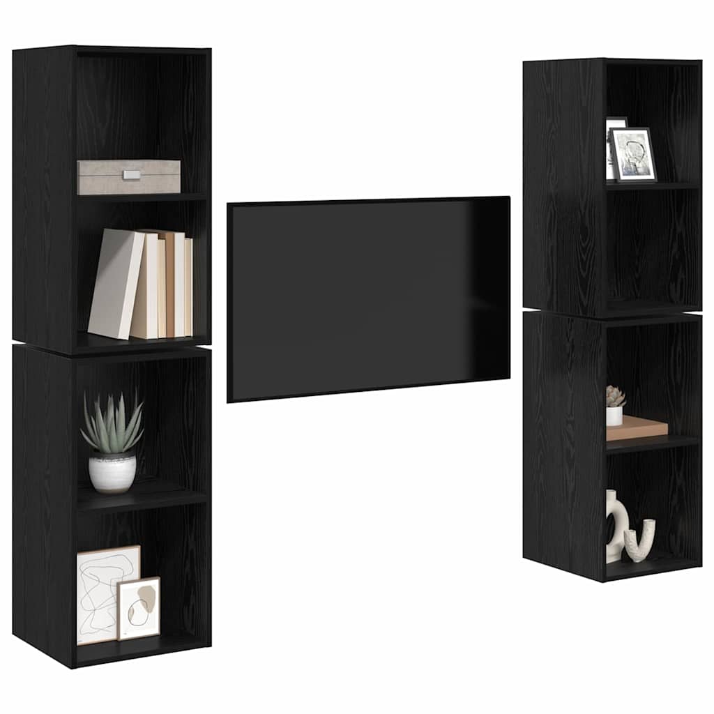 vidaXL Zestaw szafek RTV 4 pcs Czarny Dąb 37 x 37 x 72 cm