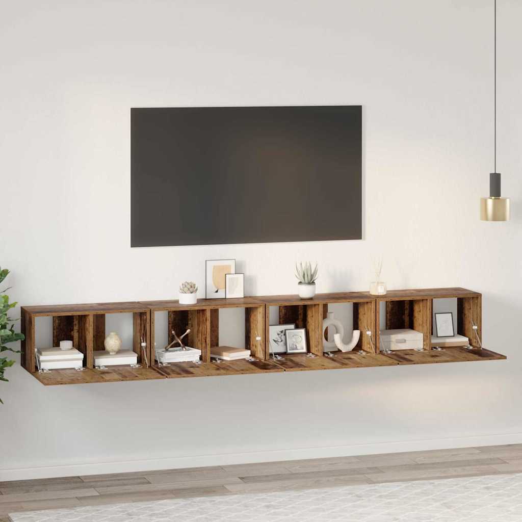 vidaXL Zestaw szafek RTV 4 pcs Stare drewno 60 x 30 x 30 cm