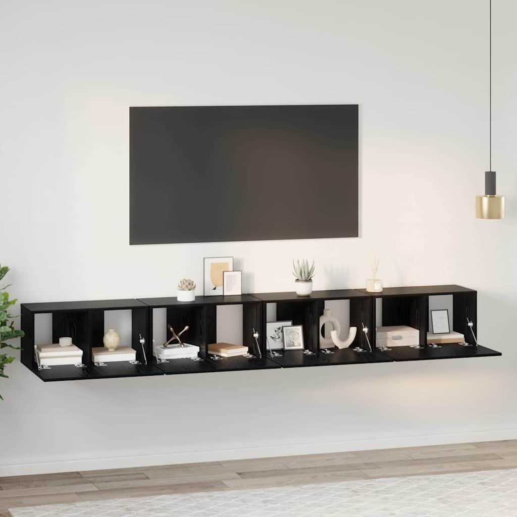 vidaXL Zestaw szafek RTV 4 pcs Czarny Dąb 60 x 30 x 30 cm