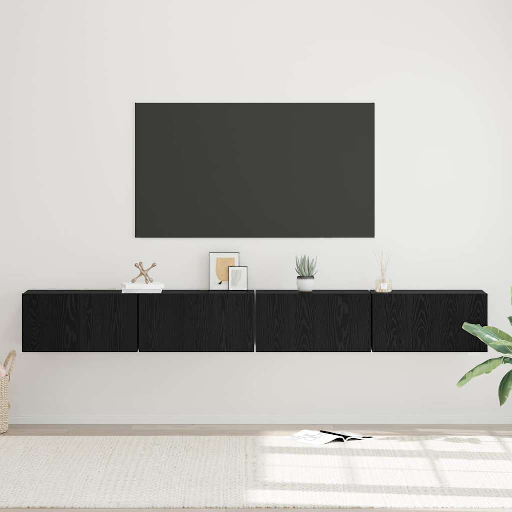vidaXL Zestaw szafek RTV 4 pcs Czarny Dąb 60 x 30 x 30 cm