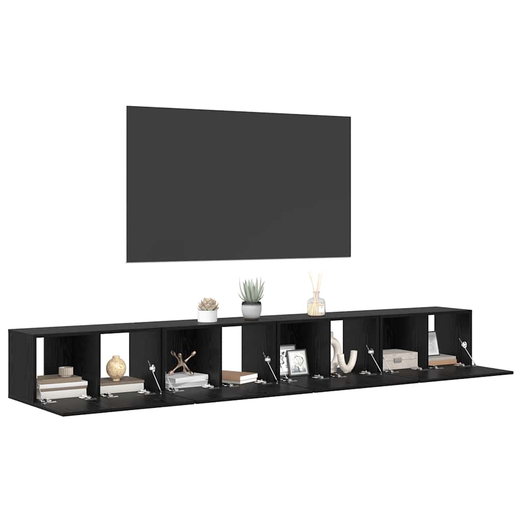 vidaXL Zestaw szafek RTV 4 pcs Czarny Dąb 60 x 30 x 30 cm