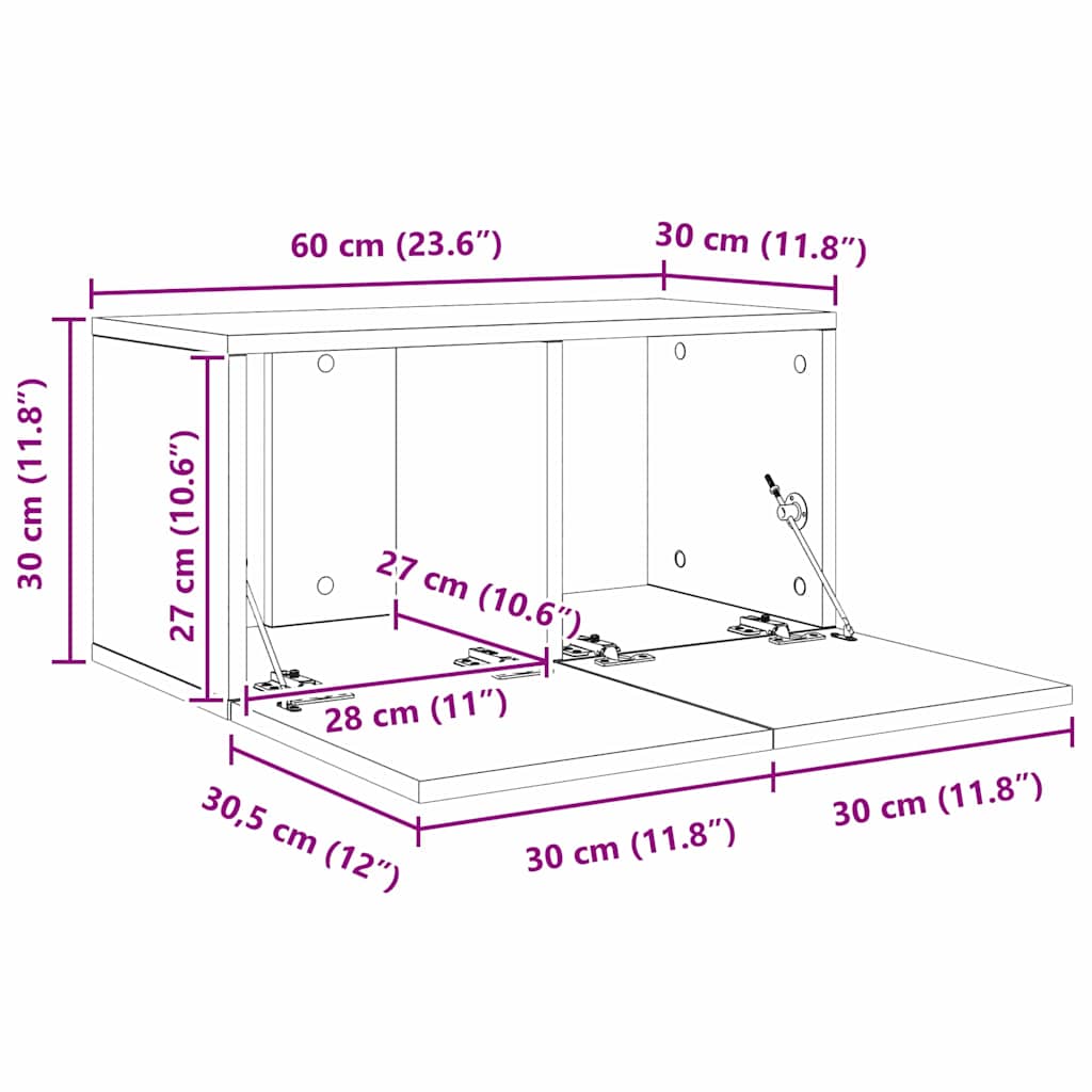 vidaXL Zestaw szafek RTV 4 pcs Czarny Dąb 60 x 30 x 30 cm