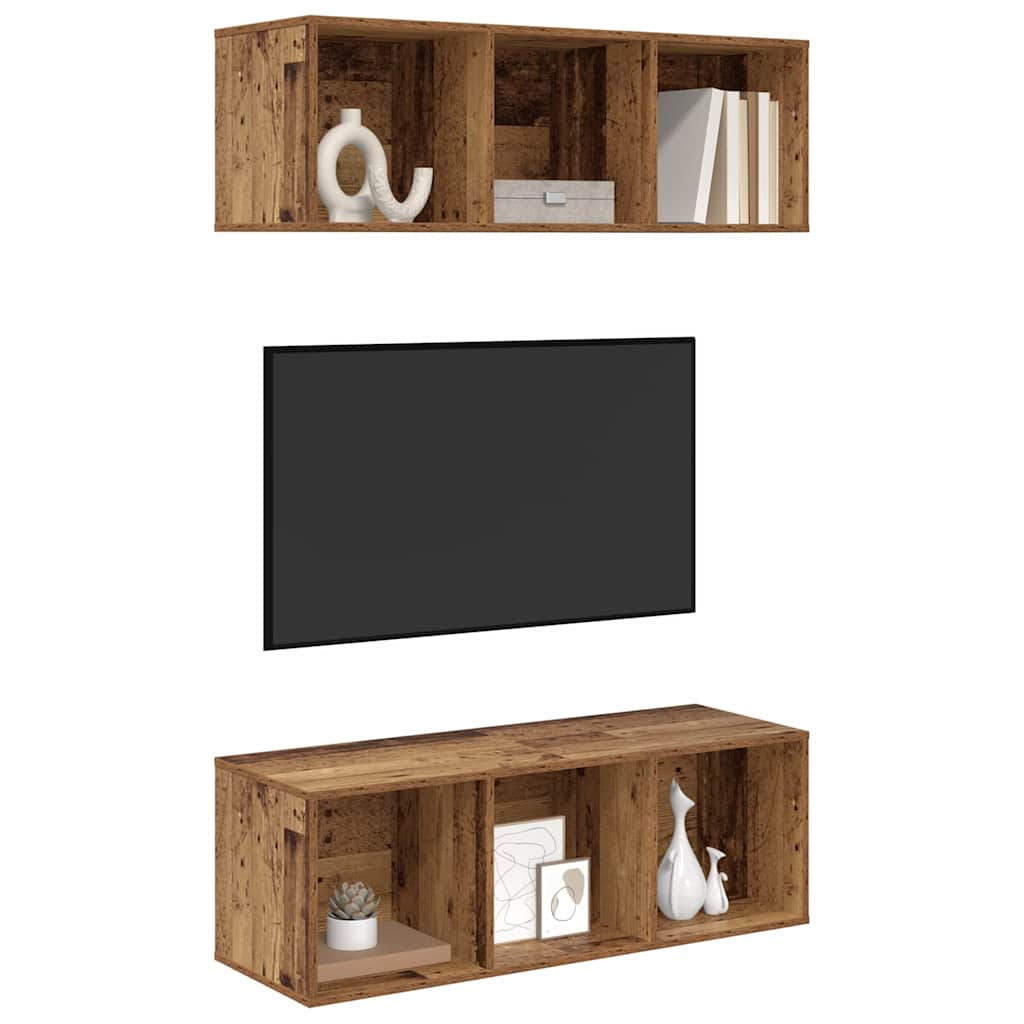 vidaXL Zestaw szafek RTV 2 pcs Stare drewno 37 x 37 x 107 cm