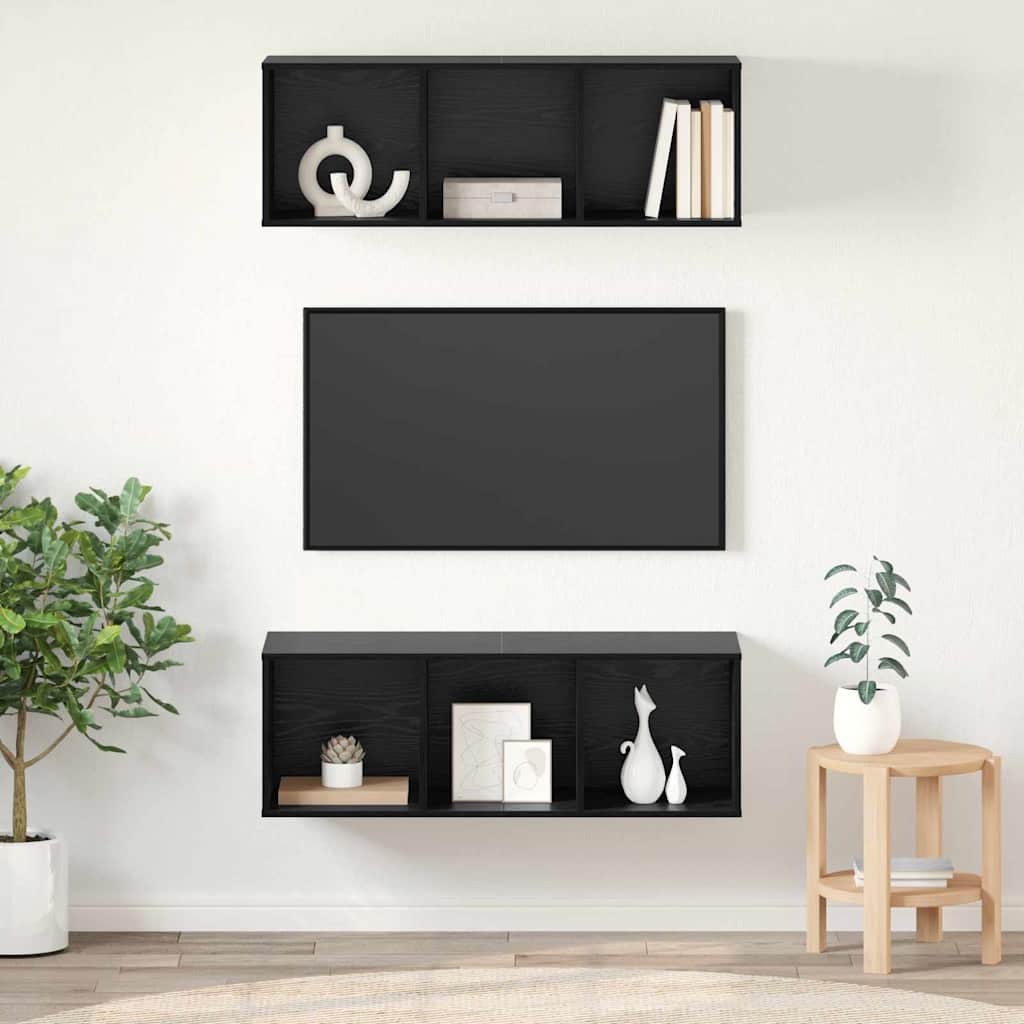 vidaXL Zestaw szafek RTV 2 pcs Czarny Dąb 37 x 37 x 107 cm