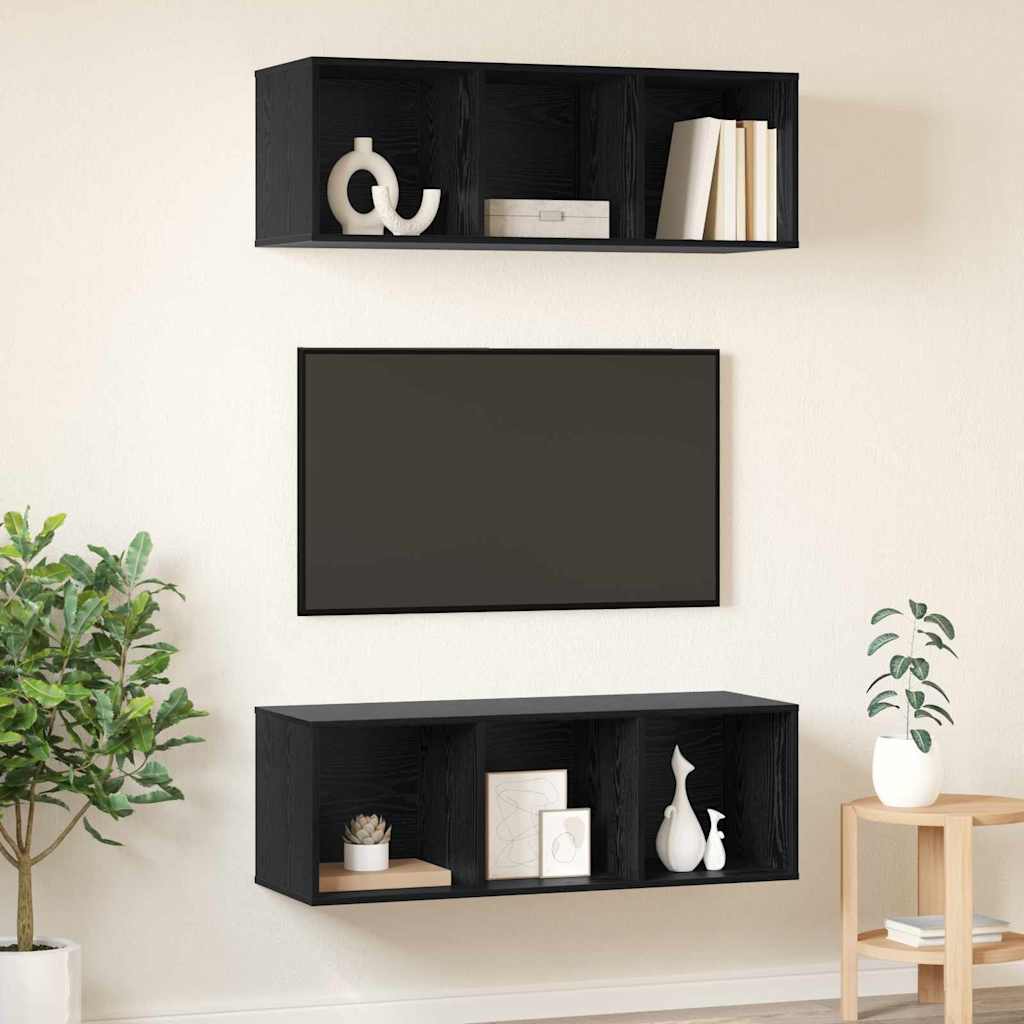 vidaXL Zestaw szafek RTV 2 pcs Czarny Dąb 37 x 37 x 107 cm