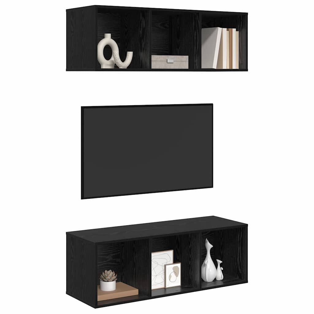 vidaXL Zestaw szafek RTV 2 pcs Czarny Dąb 37 x 37 x 107 cm