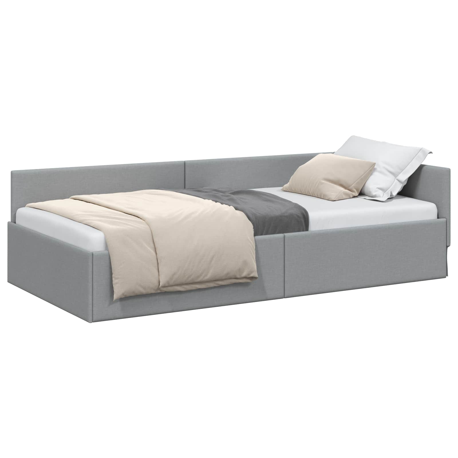 vidaXL Rama łóżka narożnego Jasnoszary 80 cm x 200 cm tkanina