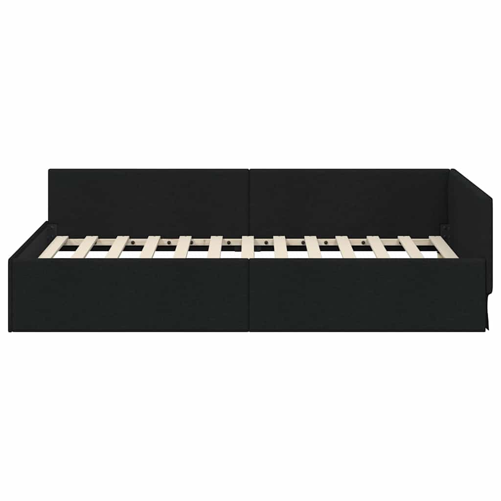 vidaXL Rama łóżka narożnego Z zagłówkiem Czarny 80 cm x 200 cm tkanina