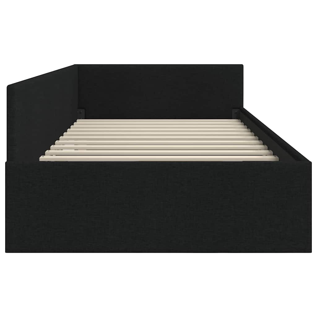 vidaXL Rama łóżka narożnego Z zagłówkiem Czarny 80 cm x 200 cm tkanina