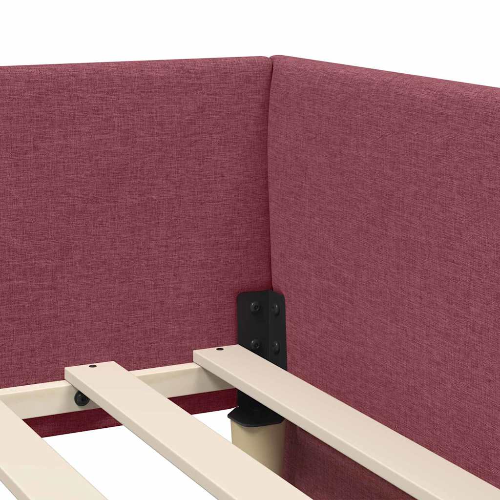 vidaXL Rama łóżka narożnego Czerwone wino 80 cm x 200 cm tkanina