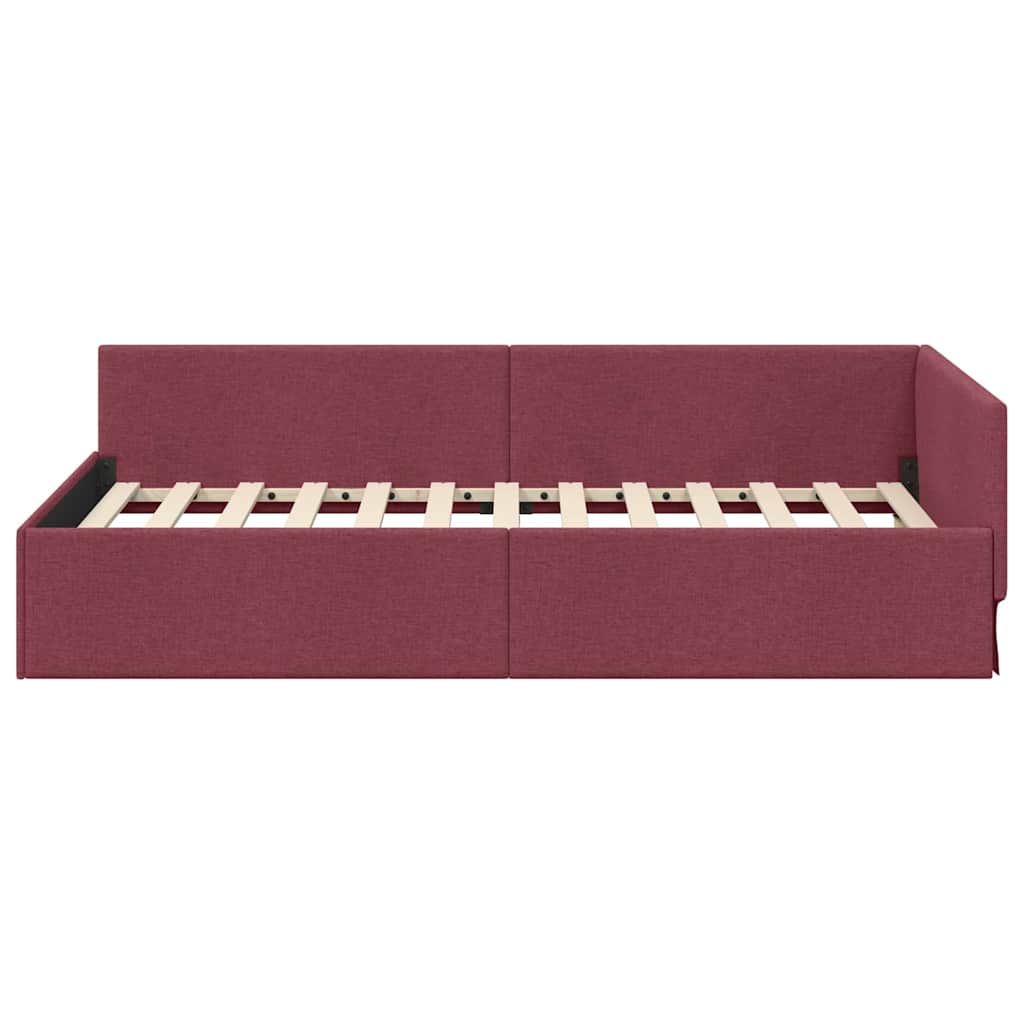 vidaXL Rama łóżka narożnego Czerwone wino 80 cm x 200 cm tkanina