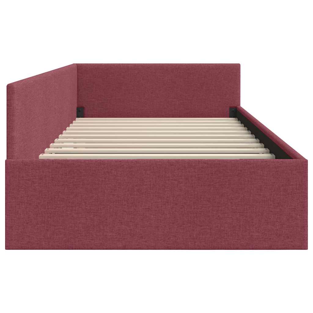 vidaXL Rama łóżka narożnego Czerwone wino 80 cm x 200 cm tkanina