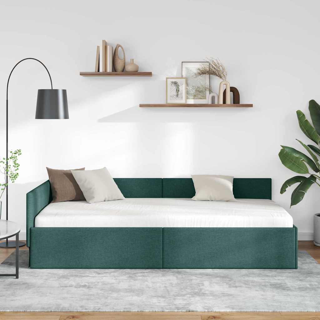 vidaXL Rama łóżka narożnego Ciemna zieleń 80 cm x 200 cm tkanina