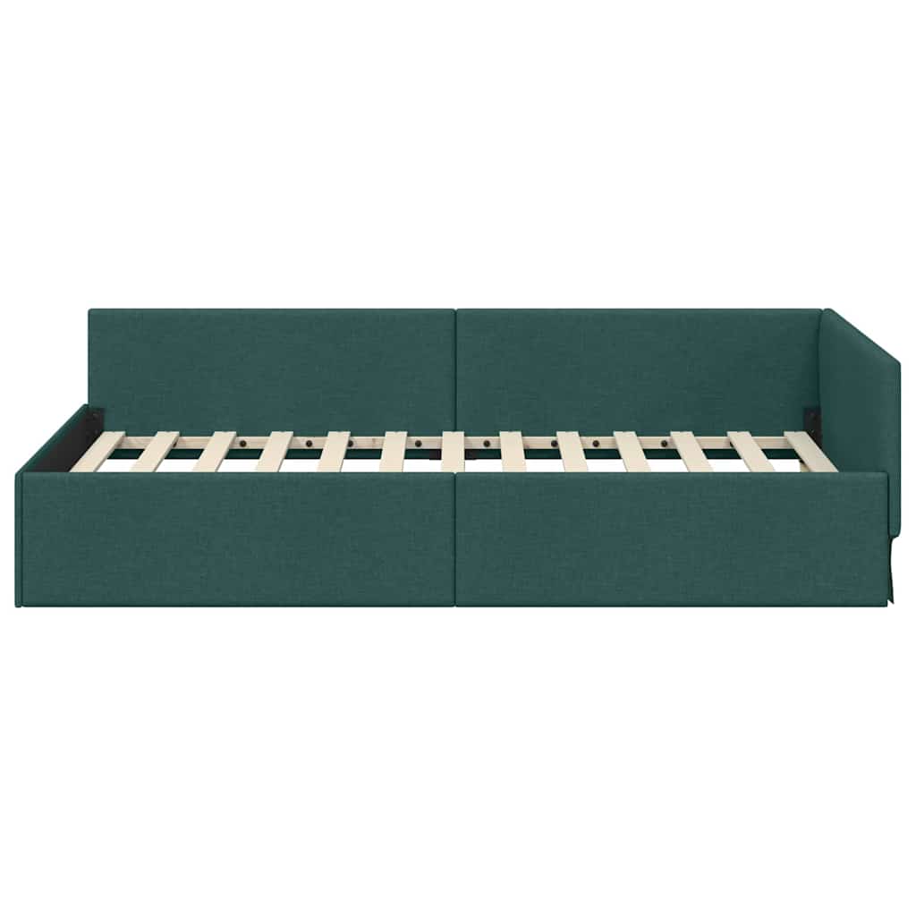 vidaXL Rama łóżka narożnego Ciemna zieleń 80 cm x 200 cm tkanina