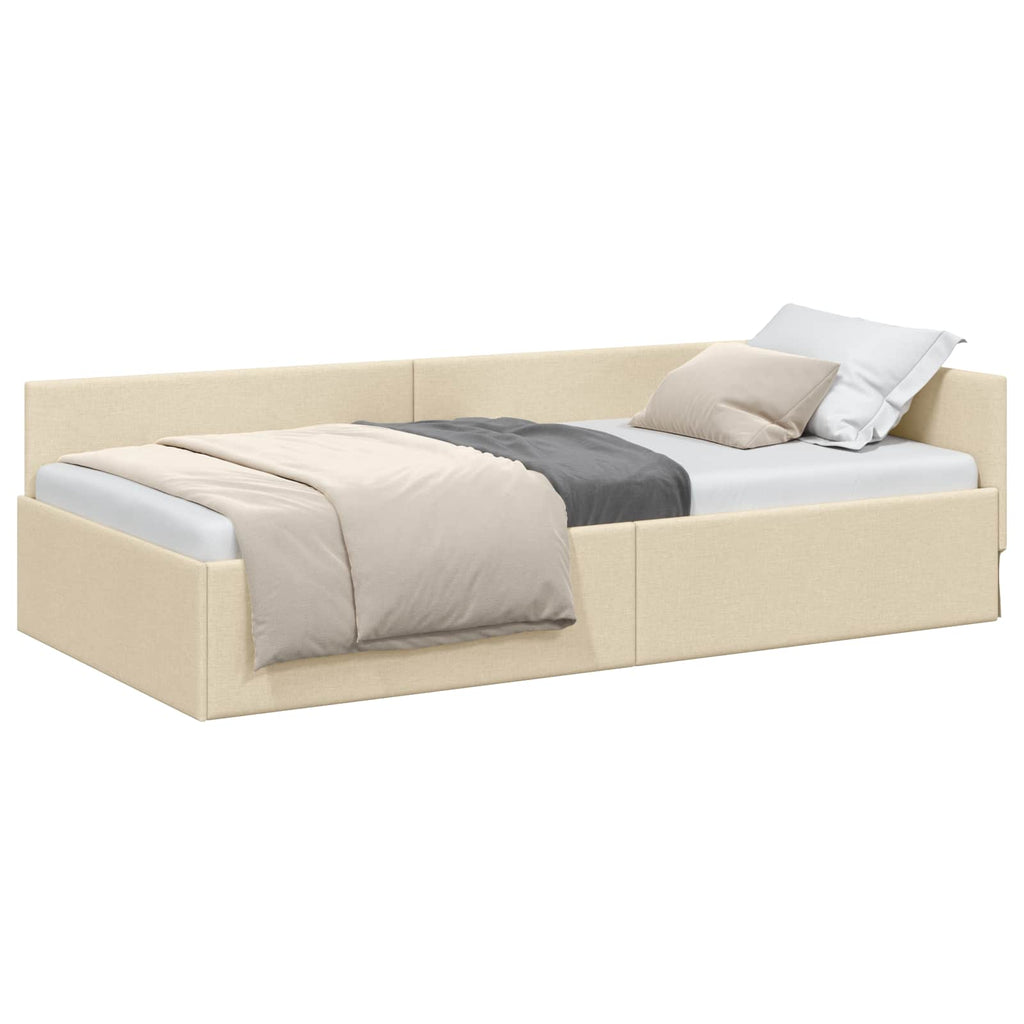 vidaXL Rama łóżka narożnego Kremowy 80 cm x 200 cm tkanina