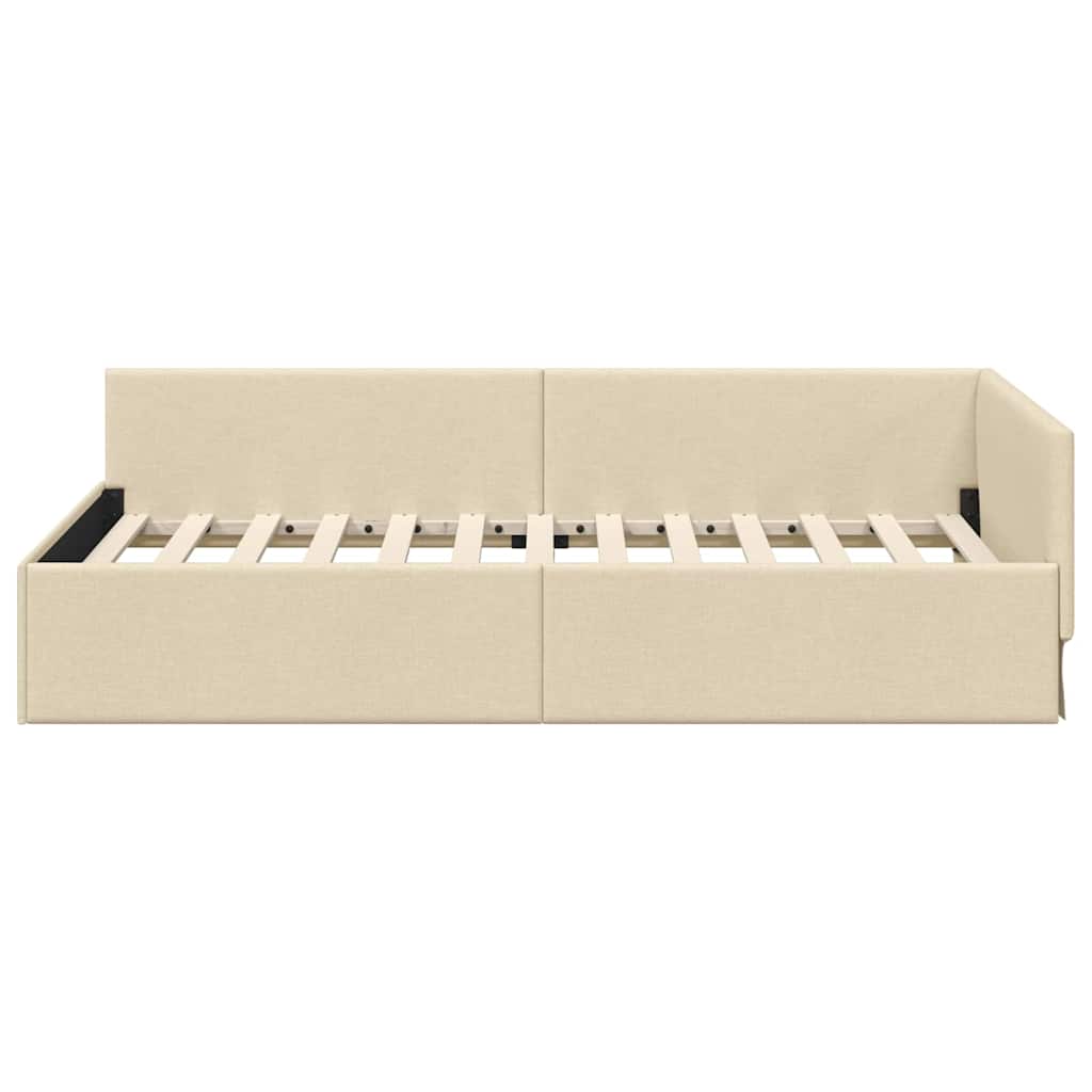 vidaXL Rama łóżka narożnego Kremowy 80 cm x 200 cm tkanina