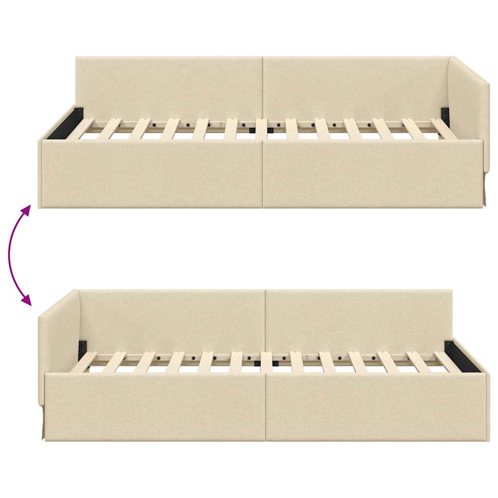 vidaXL Rama łóżka narożnego Kremowy 80 cm x 200 cm tkanina