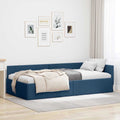 vidaXL Rama łóżka narożnego Niebieski 80 cm x 200 cm tkanina