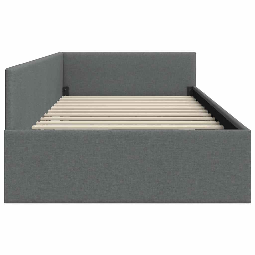 vidaXL Rama łóżka narożnego Ciemnoszary 90 cm x 190 cm tkanina