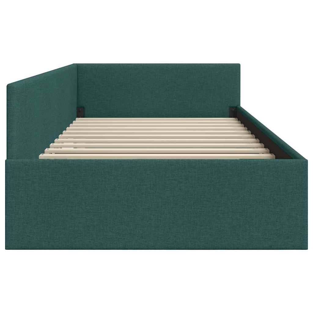 vidaXL Rama łóżka narożnego Ciemna zieleń 90 cm x 190 cm tkanina