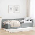vidaXL Rama łóżka narożnego Jasnoszary 90 cm x 200 cm tkanina