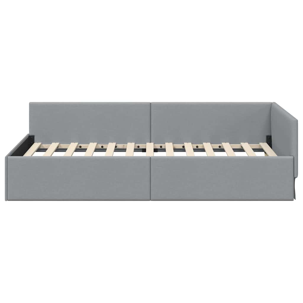 vidaXL Rama łóżka narożnego Jasnoszary 90 cm x 200 cm tkanina