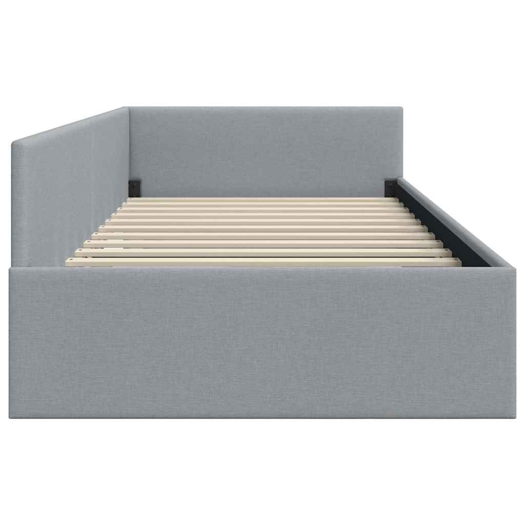 vidaXL Rama łóżka narożnego Jasnoszary 90 cm x 200 cm tkanina