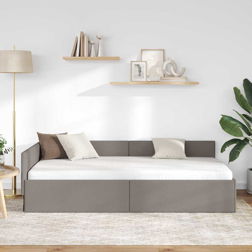 vidaXL Rama łóżka narożnego Ciemnoszary 90 cm x 200 cm tkanina