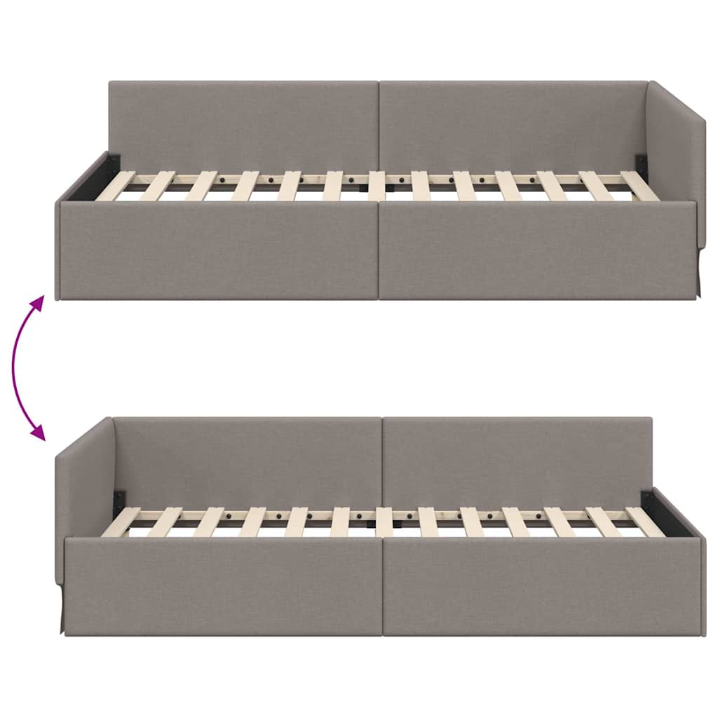 vidaXL Rama łóżka narożnego Ciemnoszary 90 cm x 200 cm tkanina