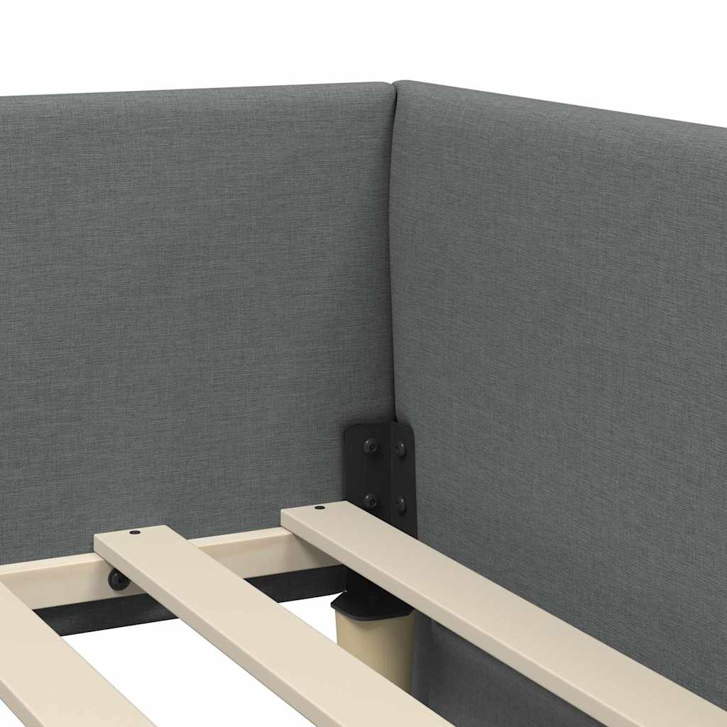 vidaXL Rama łóżka narożnego Ciemnoszary 100 cm x 200 cm tkanina