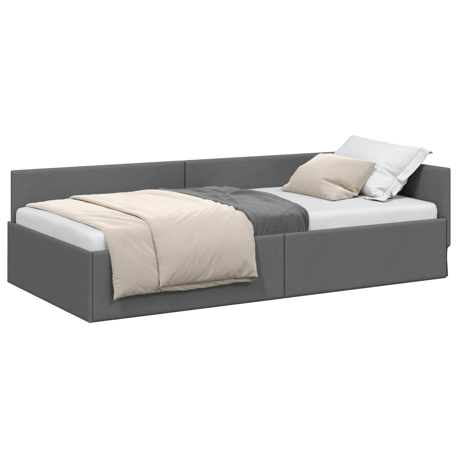 vidaXL Rama łóżka narożnego Ciemnoszary 100 cm x 200 cm tkanina