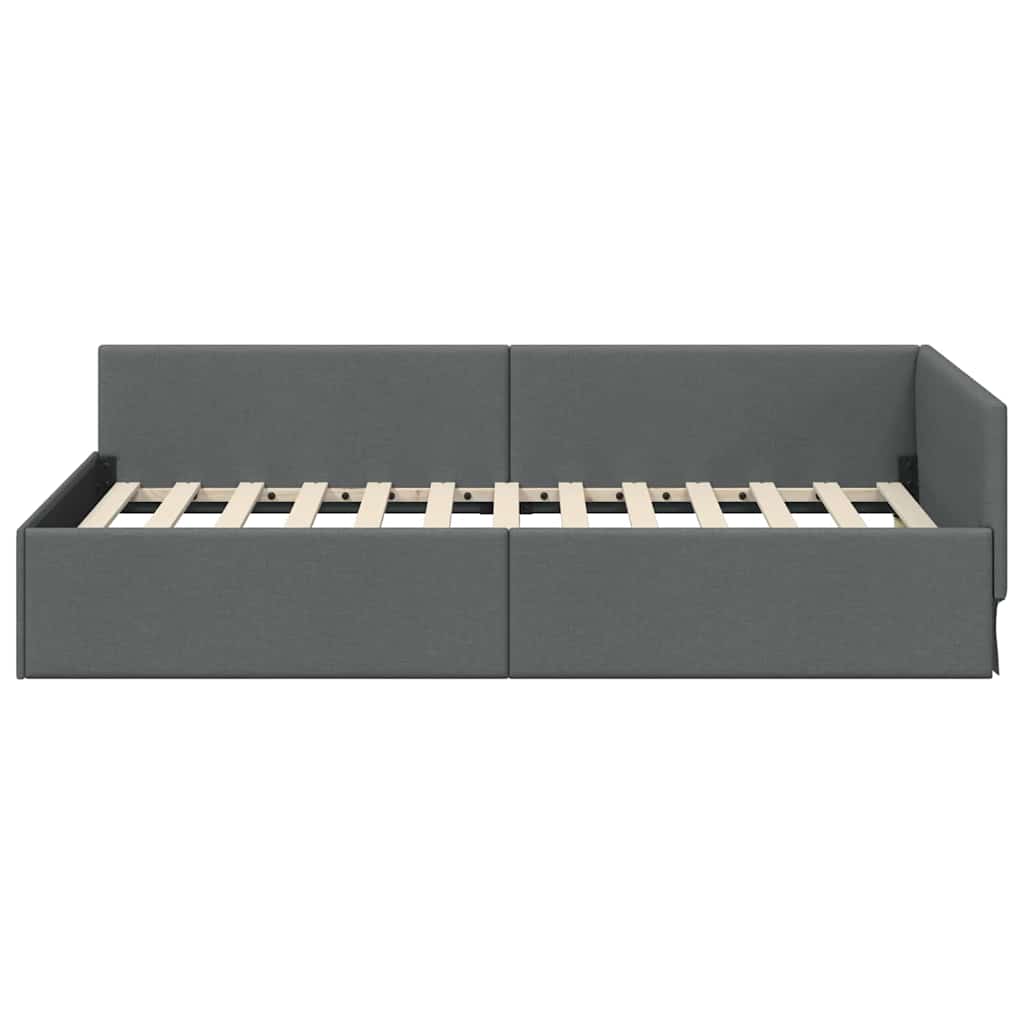 vidaXL Rama łóżka narożnego Ciemnoszary 100 cm x 200 cm tkanina
