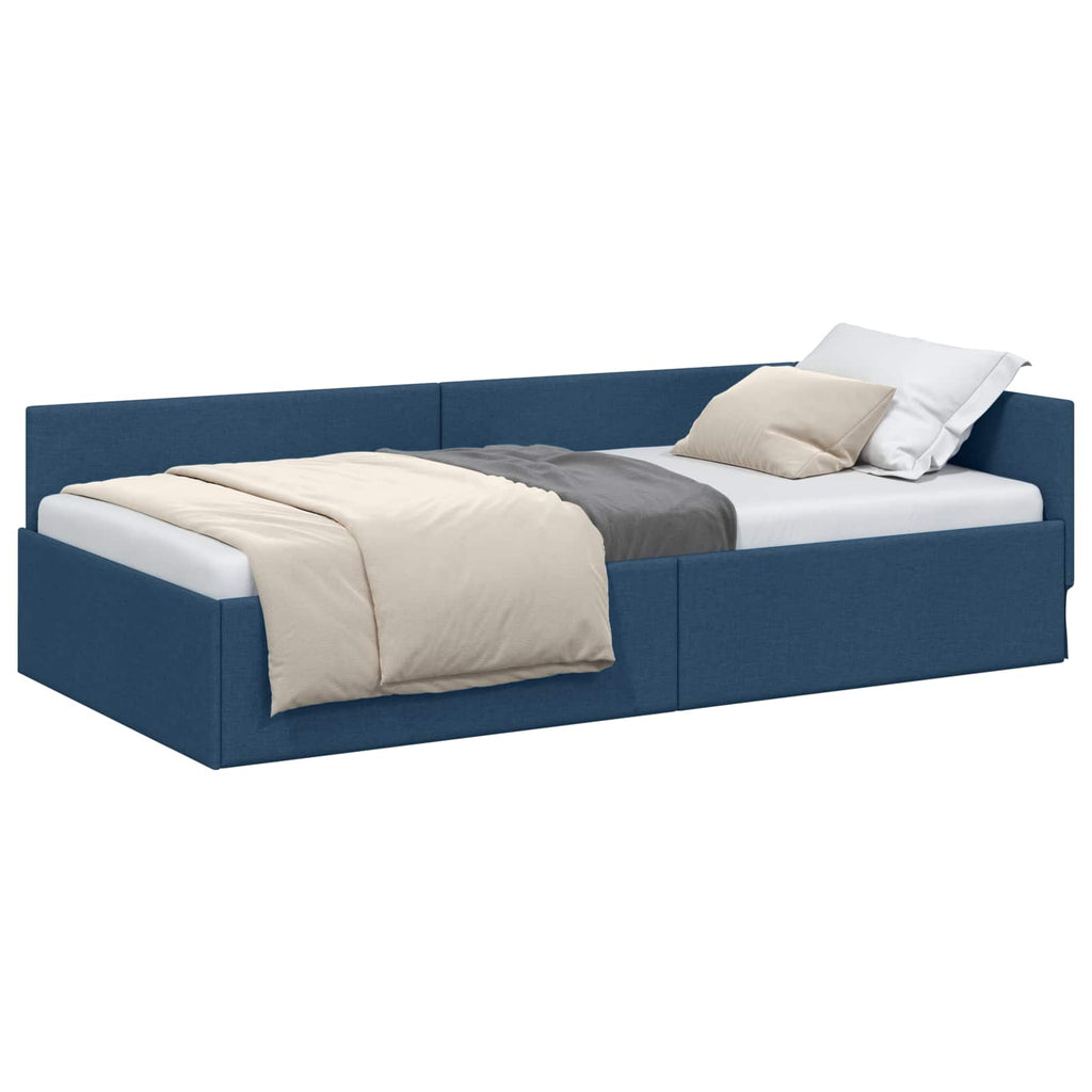 vidaXL Rama łóżka narożnego Niebieski 100 cm x 200 cm tkanina