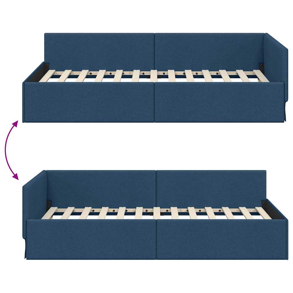 vidaXL Rama łóżka narożnego Niebieski 100 cm x 200 cm tkanina