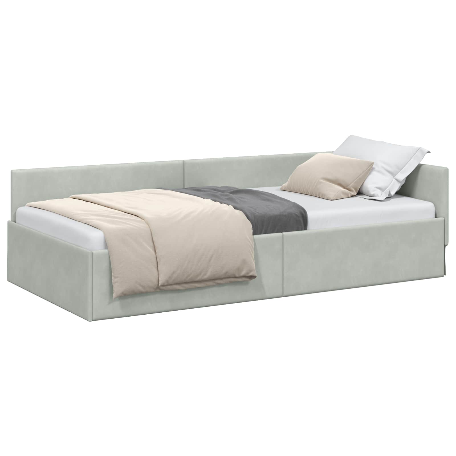 vidaXL Rama łóżka narożnego Jasnoszary 80 cm x 200 cm Aksamit
