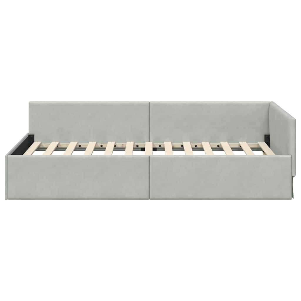 vidaXL Rama łóżka narożnego Jasnoszary 80 cm x 200 cm Aksamit