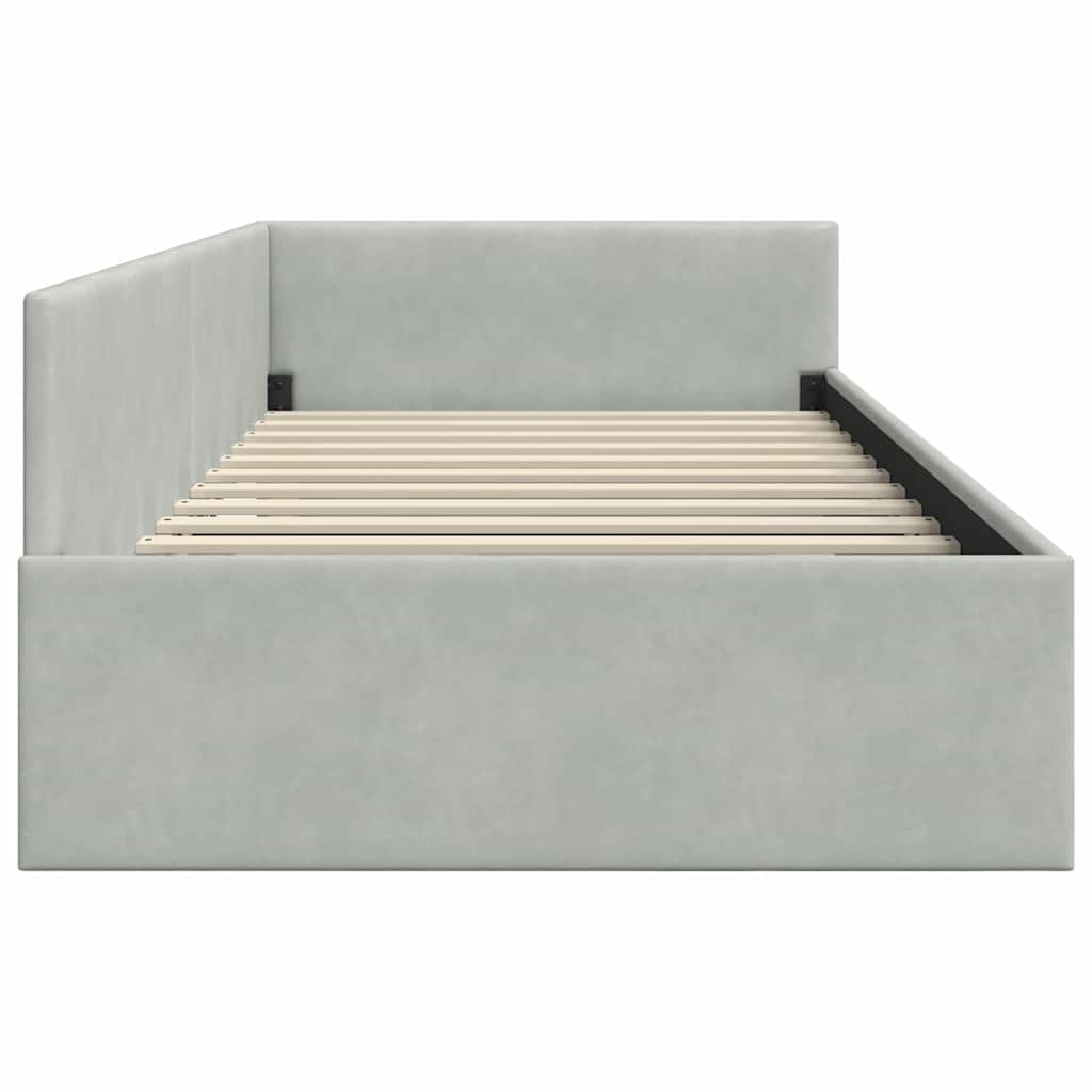 vidaXL Rama łóżka narożnego Jasnoszary 80 cm x 200 cm Aksamit