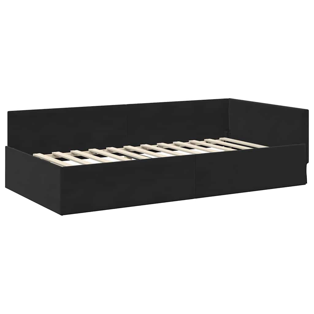 vidaXL Rama łóżka narożnego Z zagłówkiem Czarny 80 cm x 200 cm Aksamit